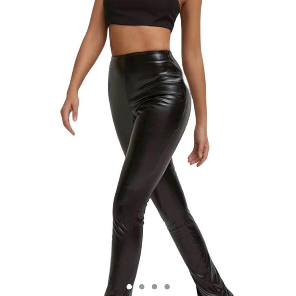 Pleather Split Leg Pants